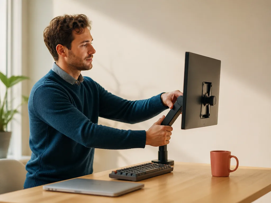 Un bureau réglable en hauteur, fauteuil ergonomique et clavier incliné adaptés