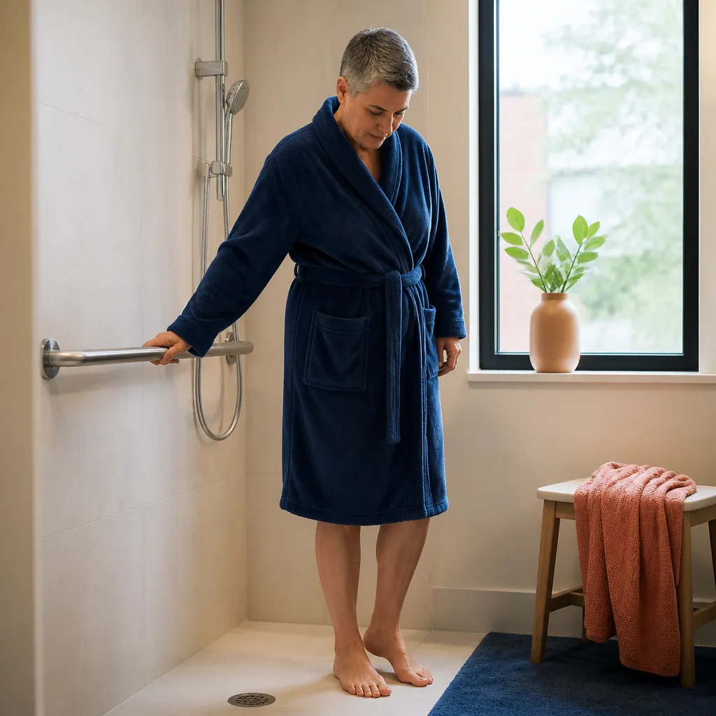Intérieur adapté avec rampe d'accès et barres de maintien